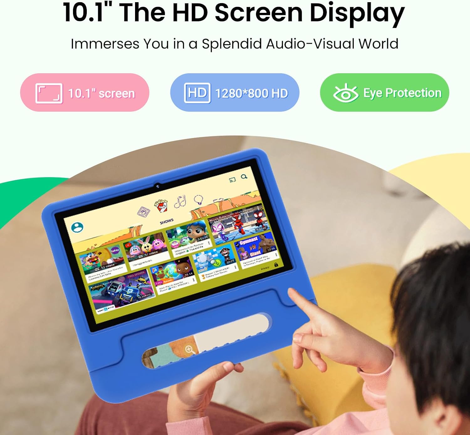 2026 Kids Tablet, 10.1 Inch Android 15 Tablet for Kids, 8GB RAM, 64GB ROM(1TB Expand), WiFi 6, Pre-Installed Educational Apps, Parental Control, with EVA Protective Case, Eye Protection