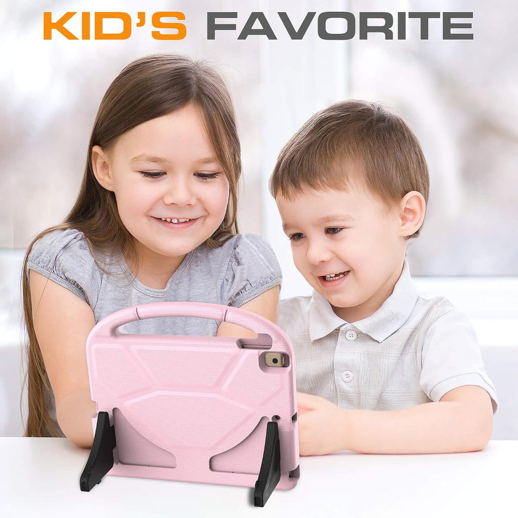 Kids Case for iPad 9th/8th/7th Generation, iPad 10.2 Kids Case with Built-in Screen Protector, Durable Shockproof Handle Stand Protective Cover for iPad 10.2 Inch 2021/2020/2019, Light Pink